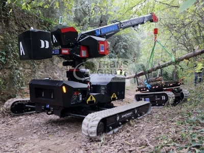 T-crane 1060 EVO minicrane on tracks and selfleveling